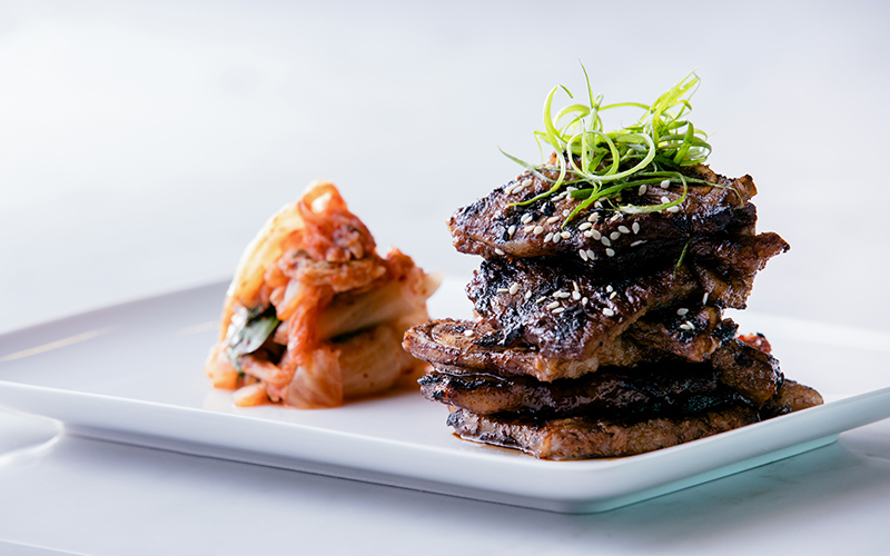 Korean Beef Shortribs with spicy kimchi